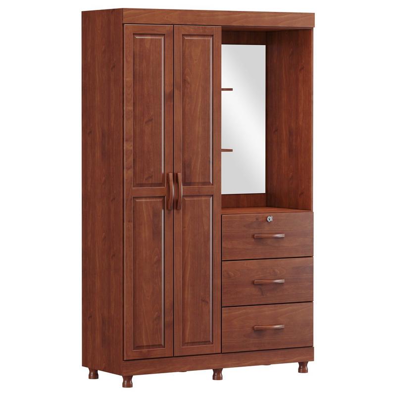 Guarda-Roupa Casal Capela Linha Bronze Imbuia 2 Portas Espelho e 3